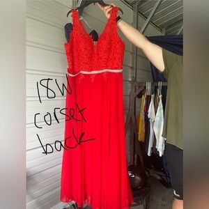 Elegant Red Lace Evening Gown